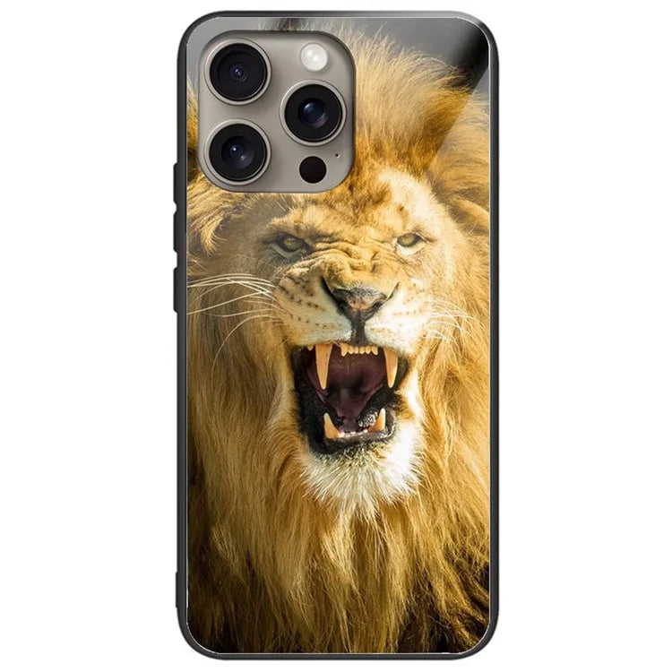 For iPhone 16 Pro Case Tempered Glass TPU Phone Cover Pattern Printing