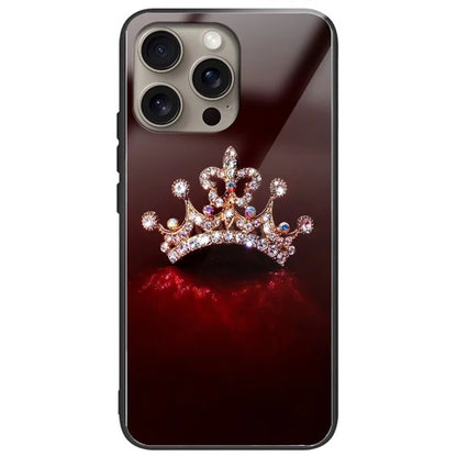 For iPhone 16 Pro Case Tempered Glass TPU Phone Cover Pattern Printing