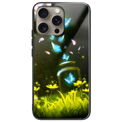 For iPhone 16 Pro Case Tempered Glass TPU Phone Cover Pattern Printing