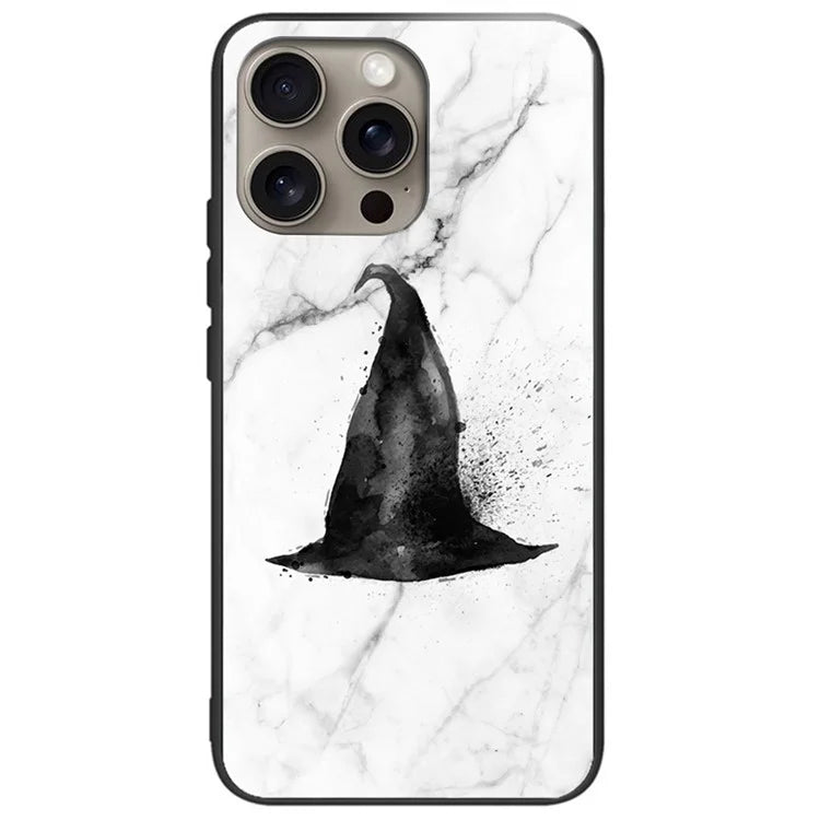 For iPhone 16 Pro Case Tempered Glass TPU Phone Cover Pattern Printing