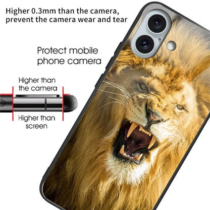 For iPhone 16 Plus Case Pattern Printing Tempered Glass TPU Phone Cover