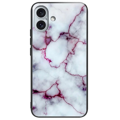 For iPhone 16 Plus Case Pattern Printing Tempered Glass TPU Phone Cover