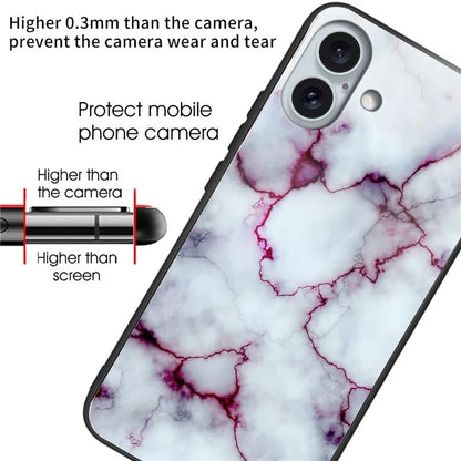 For iPhone 16 Plus Case Pattern Printing Tempered Glass TPU Phone Cover