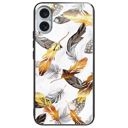 For iPhone 16 Plus Case Pattern Printing Tempered Glass TPU Phone Cover