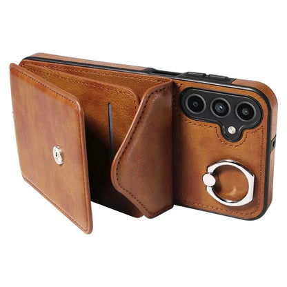 005 For Samsung Galaxy A15 5G Case PU Leather Crossbody Back Cover Finger Ring Holder