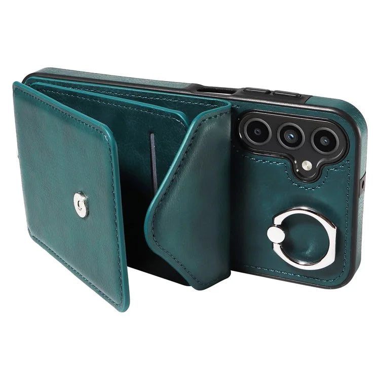 005 For Samsung Galaxy A15 5G Case PU Leather Crossbody Back Cover Finger Ring Holder