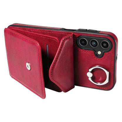 005 For Samsung Galaxy A15 5G Case PU Leather Crossbody Back Cover Finger Ring Holder