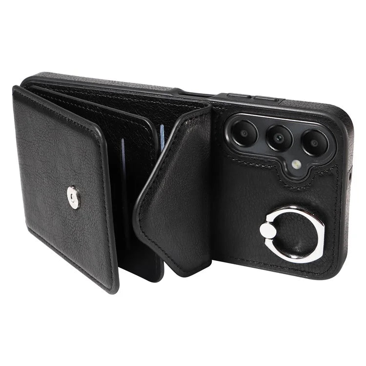 005 For Samsung Galaxy A05s 4G Crossbody Case PU Leather Back Cover Card Holder Ring Kickstand