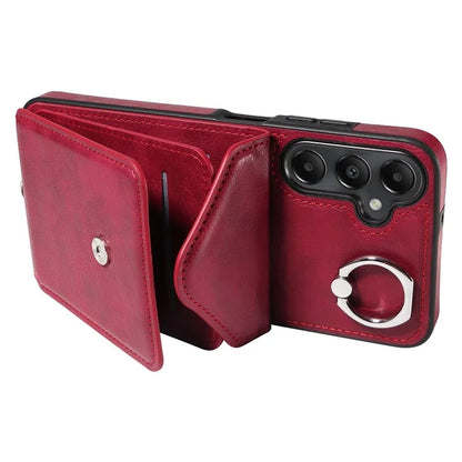 005 For Samsung Galaxy A05s 4G Crossbody Case PU Leather Back Cover Card Holder Ring Kickstand