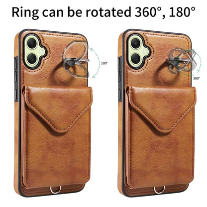 005 For Samsung Galaxy A05 4G Case Card Holder Litichi Grain Leather+TPU Crossbody Phone Cover