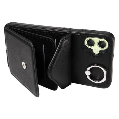 005 For Samsung Galaxy A05 4G Case Card Holder Litichi Grain Leather+TPU Crossbody Phone Cover