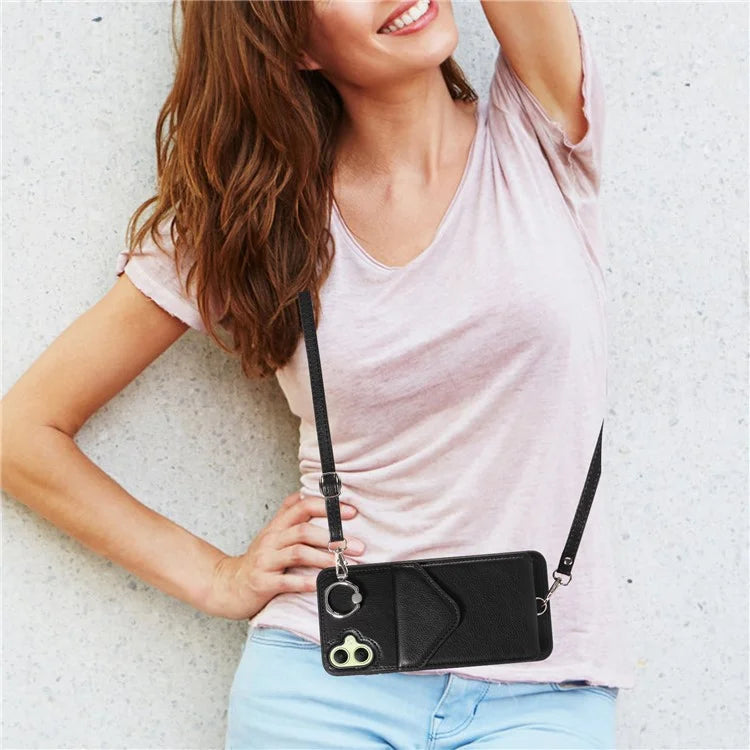 005 For Samsung Galaxy A05 4G Case Card Holder Litichi Grain Leather+TPU Crossbody Phone Cover