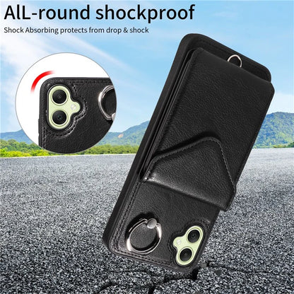 005 For Samsung Galaxy A05 4G Case Card Holder Litichi Grain Leather+TPU Crossbody Phone Cover