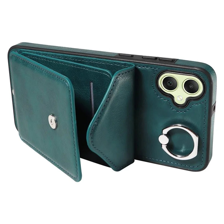 005 For Samsung Galaxy A05 4G Case Card Holder Litichi Grain Leather+TPU Crossbody Phone Cover