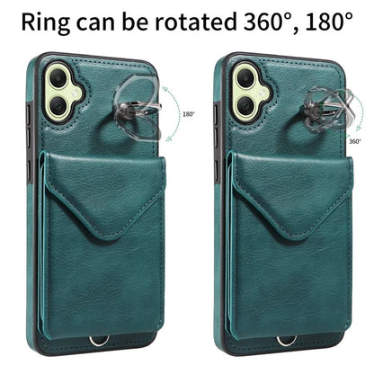 005 For Samsung Galaxy A05 4G Case Card Holder Litichi Grain Leather+TPU Crossbody Phone Cover