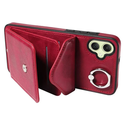 005 For Samsung Galaxy A05 4G Case Card Holder Litichi Grain Leather+TPU Crossbody Phone Cover