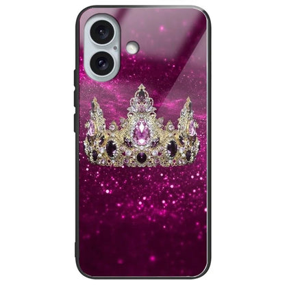 For iPhone 16 Case Pattern Printing Tempered Glass TPU Shockproof Phone Cover