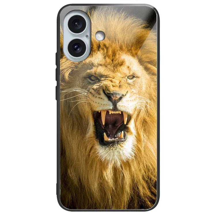 For iPhone 16 Case Pattern Printing Tempered Glass TPU Shockproof Phone Cover