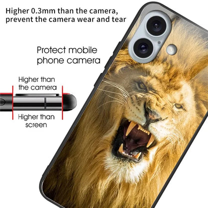 For iPhone 16 Case Pattern Printing Tempered Glass TPU Shockproof Phone Cover