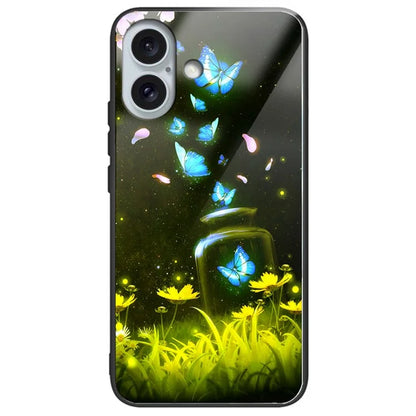 For iPhone 16 Case Pattern Printing Tempered Glass TPU Shockproof Phone Cover