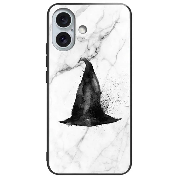 For iPhone 16 Case Pattern Printing Tempered Glass TPU Shockproof Phone Cover