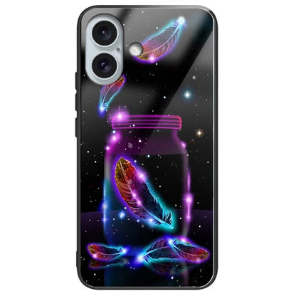 For iPhone 16 Case Pattern Printing Tempered Glass TPU Shockproof Phone Cover