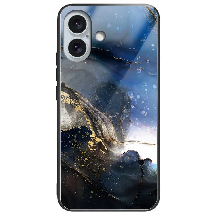 For iPhone 16 Case Pattern Printing Tempered Glass TPU Shockproof Phone Cover