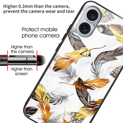 For iPhone 16 Case Pattern Printing Tempered Glass TPU Shockproof Phone Cover