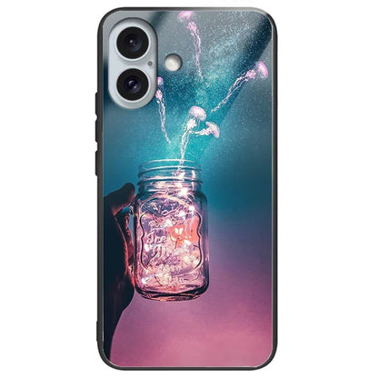 For iPhone 16 Case Pattern Printing Tempered Glass TPU Shockproof Phone Cover