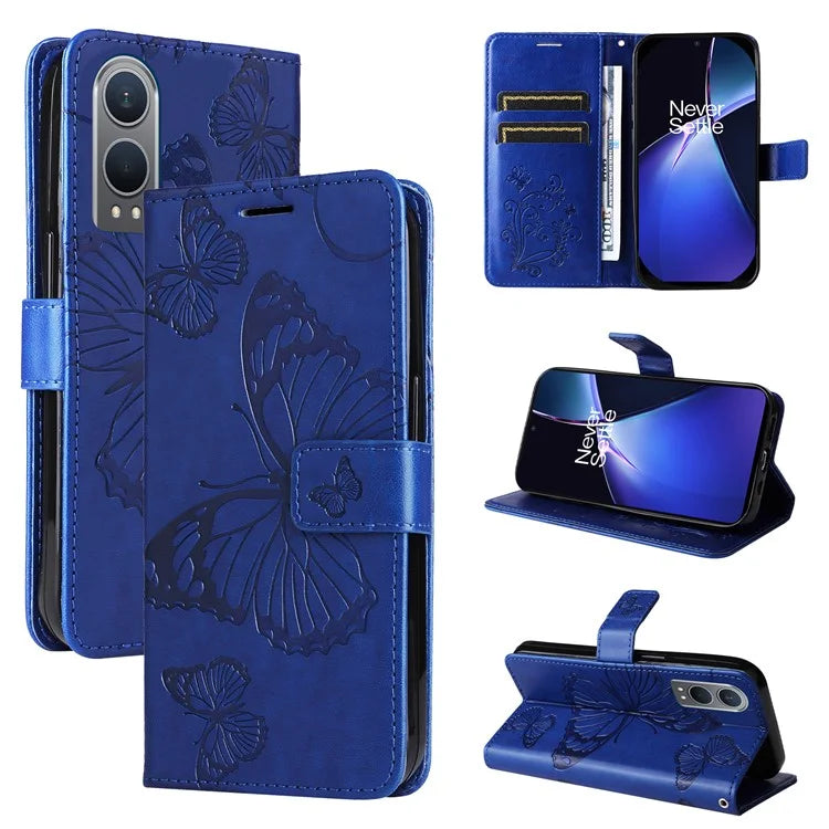 KT Imprinting Flower Series-2 For OnePlus Nord CE4 Lite 5G / Oppo K12x 5G (China) Case Floral Butterfly Leather Phone Cover Card Holder