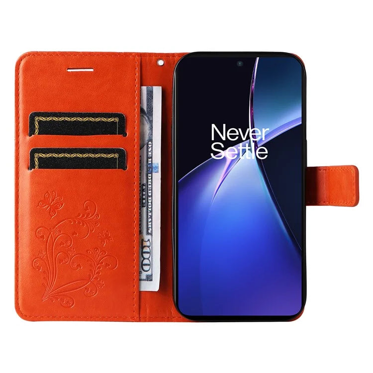 KT Imprinting Flower Series-2 For OnePlus Nord CE4 Lite 5G / Oppo K12x 5G (China) Case Floral Butterfly Leather Phone Cover Card Holder