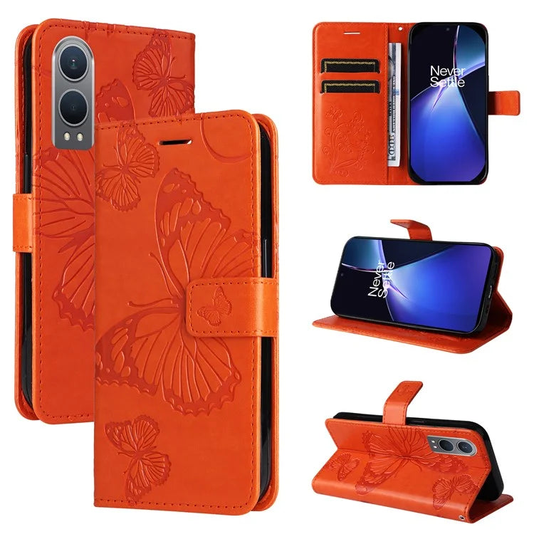 KT Imprinting Flower Series-2 For OnePlus Nord CE4 Lite 5G / Oppo K12x 5G (China) Case Floral Butterfly Leather Phone Cover Card Holder