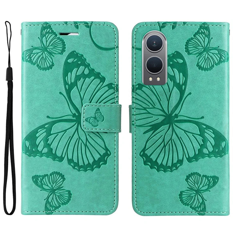 KT Imprinting Flower Series-2 For OnePlus Nord CE4 Lite 5G / Oppo K12x 5G (China) Case Floral Butterfly Leather Phone Cover Card Holder