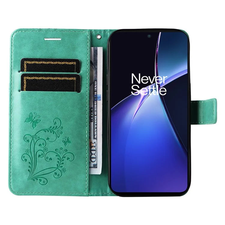 KT Imprinting Flower Series-2 For OnePlus Nord CE4 Lite 5G / Oppo K12x 5G (China) Case Floral Butterfly Leather Phone Cover Card Holder