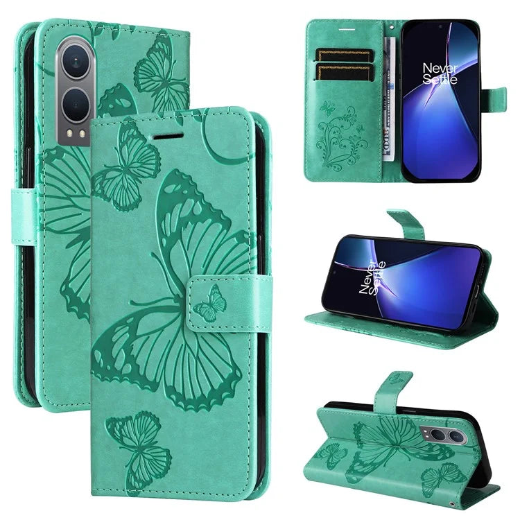 KT Imprinting Flower Series-2 For OnePlus Nord CE4 Lite 5G / Oppo K12x 5G (China) Case Floral Butterfly Leather Phone Cover Card Holder