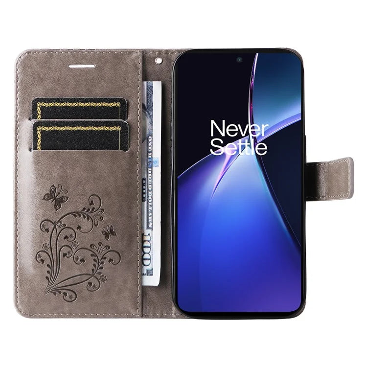 KT Imprinting Flower Series-2 For OnePlus Nord CE4 Lite 5G / Oppo K12x 5G (China) Case Floral Butterfly Leather Phone Cover Card Holder