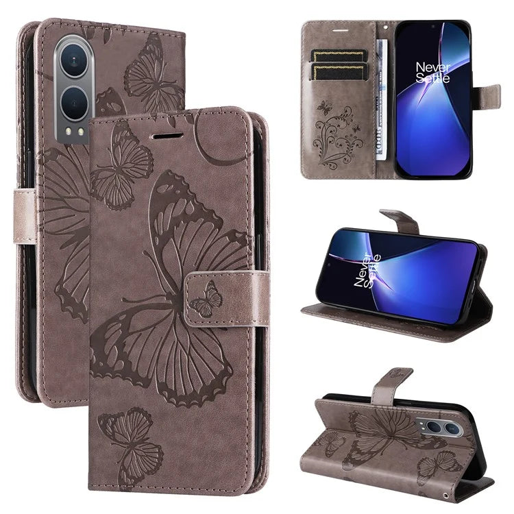 KT Imprinting Flower Series-2 For OnePlus Nord CE4 Lite 5G / Oppo K12x 5G (China) Case Floral Butterfly Leather Phone Cover Card Holder