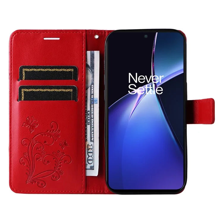 KT Imprinting Flower Series-2 For OnePlus Nord CE4 Lite 5G / Oppo K12x 5G (China) Case Floral Butterfly Leather Phone Cover Card Holder