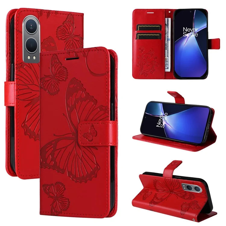 KT Imprinting Flower Series-2 For OnePlus Nord CE4 Lite 5G / Oppo K12x 5G (China) Case Floral Butterfly Leather Phone Cover Card Holder