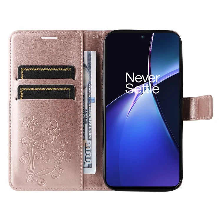 KT Imprinting Flower Series-2 For OnePlus Nord CE4 Lite 5G / Oppo K12x 5G (China) Case Floral Butterfly Leather Phone Cover Card Holder