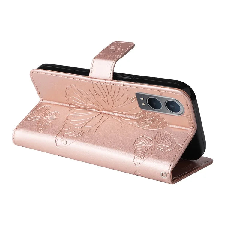 KT Imprinting Flower Series-2 For OnePlus Nord CE4 Lite 5G / Oppo K12x 5G (China) Case Floral Butterfly Leather Phone Cover Card Holder