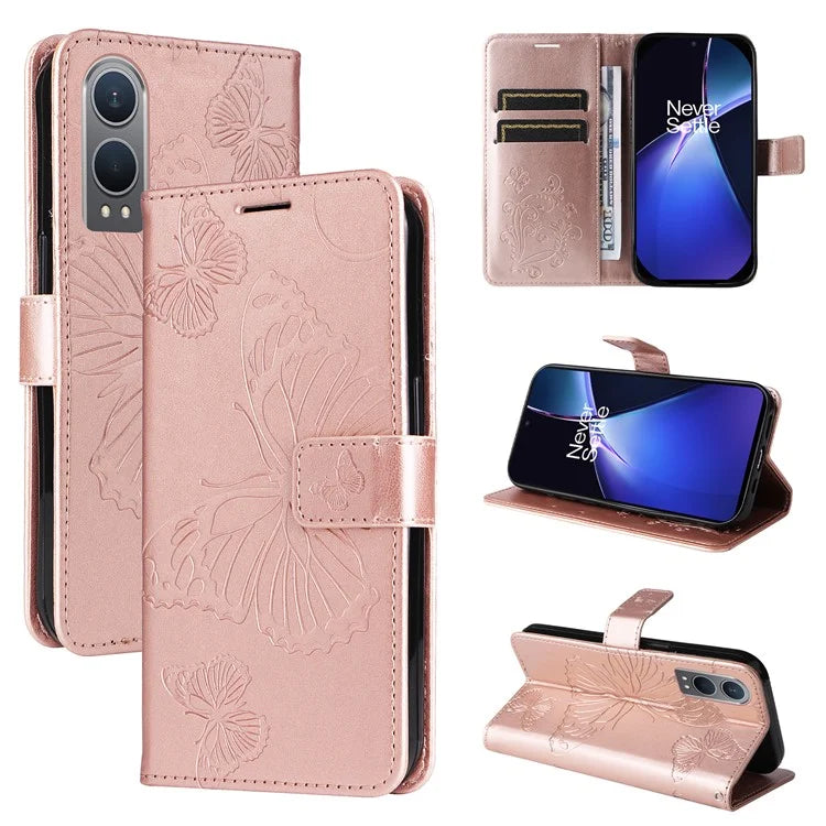 KT Imprinting Flower Series-2 For OnePlus Nord CE4 Lite 5G / Oppo K12x 5G (China) Case Floral Butterfly Leather Phone Cover Card Holder