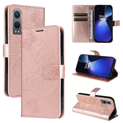 KT Imprinting Flower Series-2 For OnePlus Nord CE4 Lite 5G / Oppo K12x 5G (China) Case Floral Butterfly Leather Phone Cover Card Holder