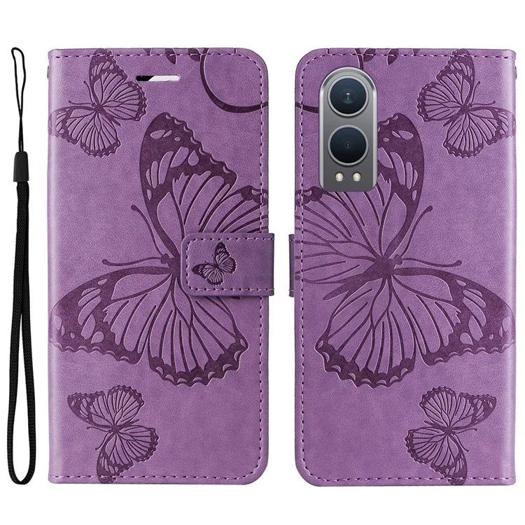KT Imprinting Flower Series-2 For OnePlus Nord CE4 Lite 5G / Oppo K12x 5G (China) Case Floral Butterfly Leather Phone Cover Card Holder