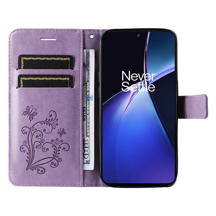 KT Imprinting Flower Series-2 For OnePlus Nord CE4 Lite 5G / Oppo K12x 5G (China) Case Floral Butterfly Leather Phone Cover Card Holder