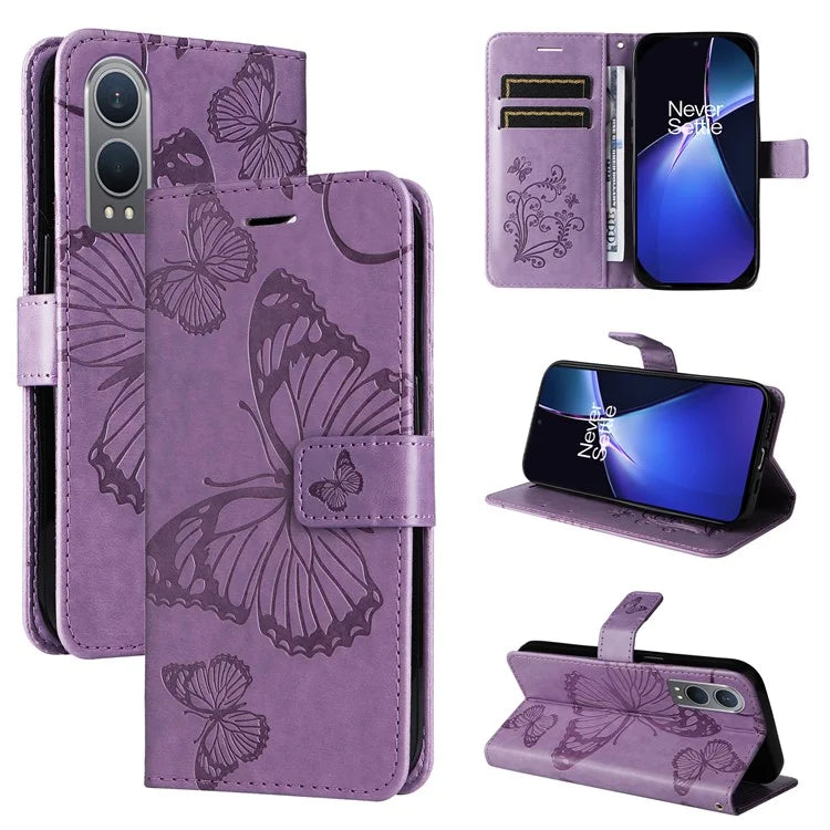 KT Imprinting Flower Series-2 For OnePlus Nord CE4 Lite 5G / Oppo K12x 5G (China) Case Floral Butterfly Leather Phone Cover Card Holder