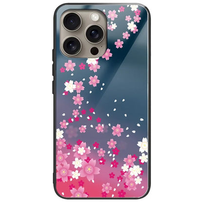 For iPhone 16 Pro Case Pattern Printing Tempered Glass TPU Protective Phone Cover
