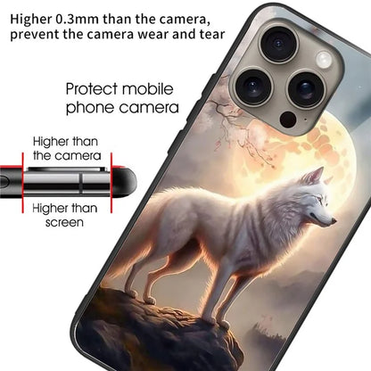 For iPhone 16 Pro Case Pattern Printing Tempered Glass TPU Protective Phone Cover