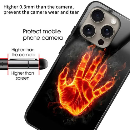 For iPhone 16 Pro Case Pattern Printing Tempered Glass TPU Protective Phone Cover