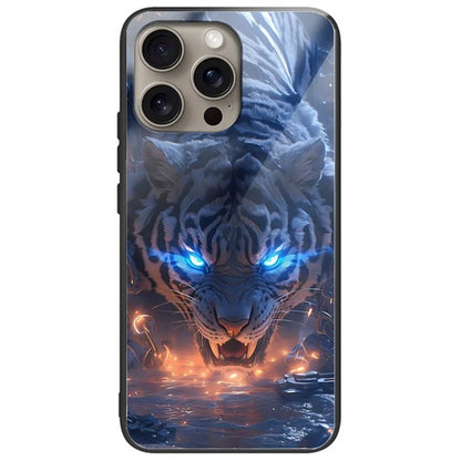For iPhone 16 Pro Case Pattern Printing Tempered Glass TPU Protective Phone Cover